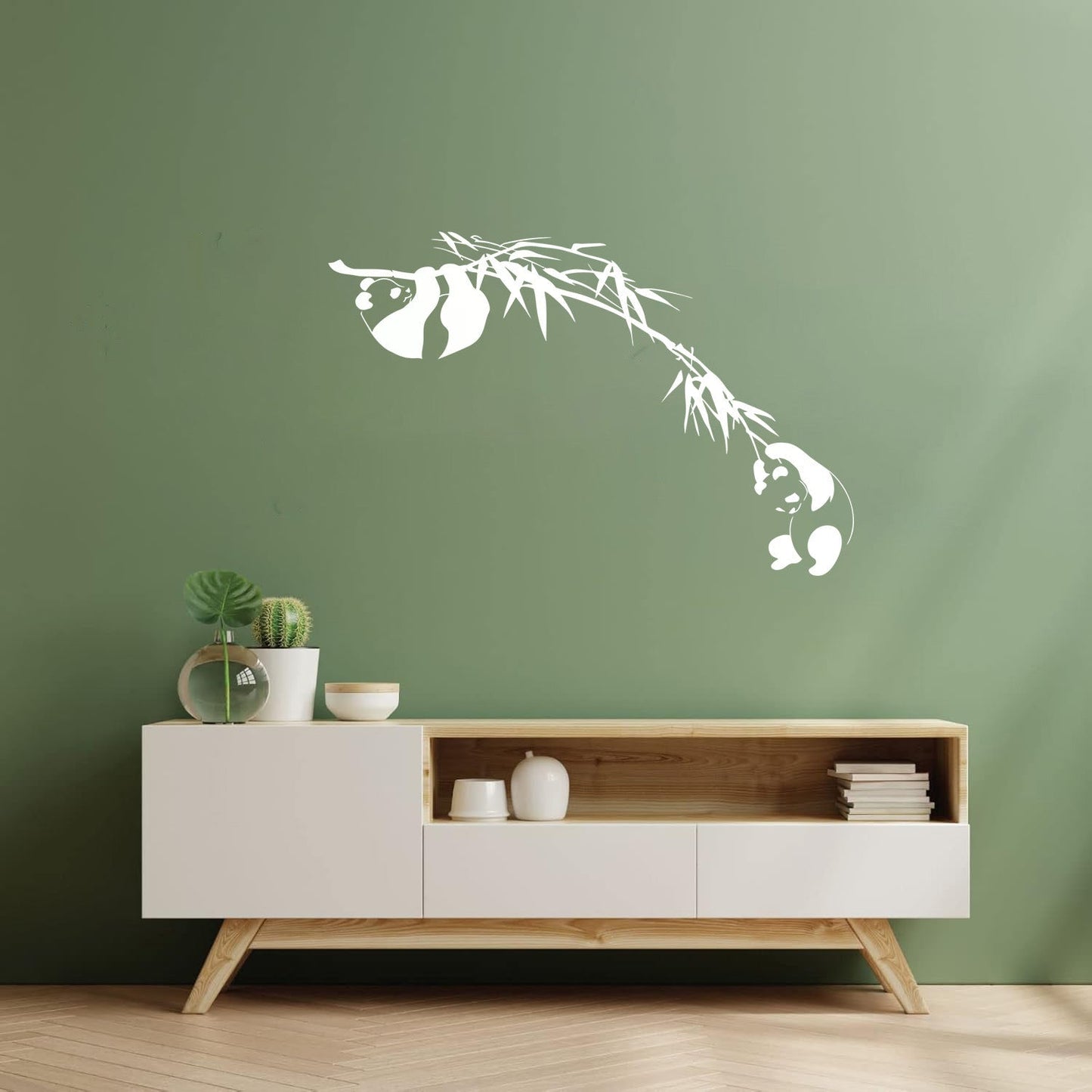Vinyl Art Sticker Branch Bamboo Tree Panda Asian Animal Art Decoration