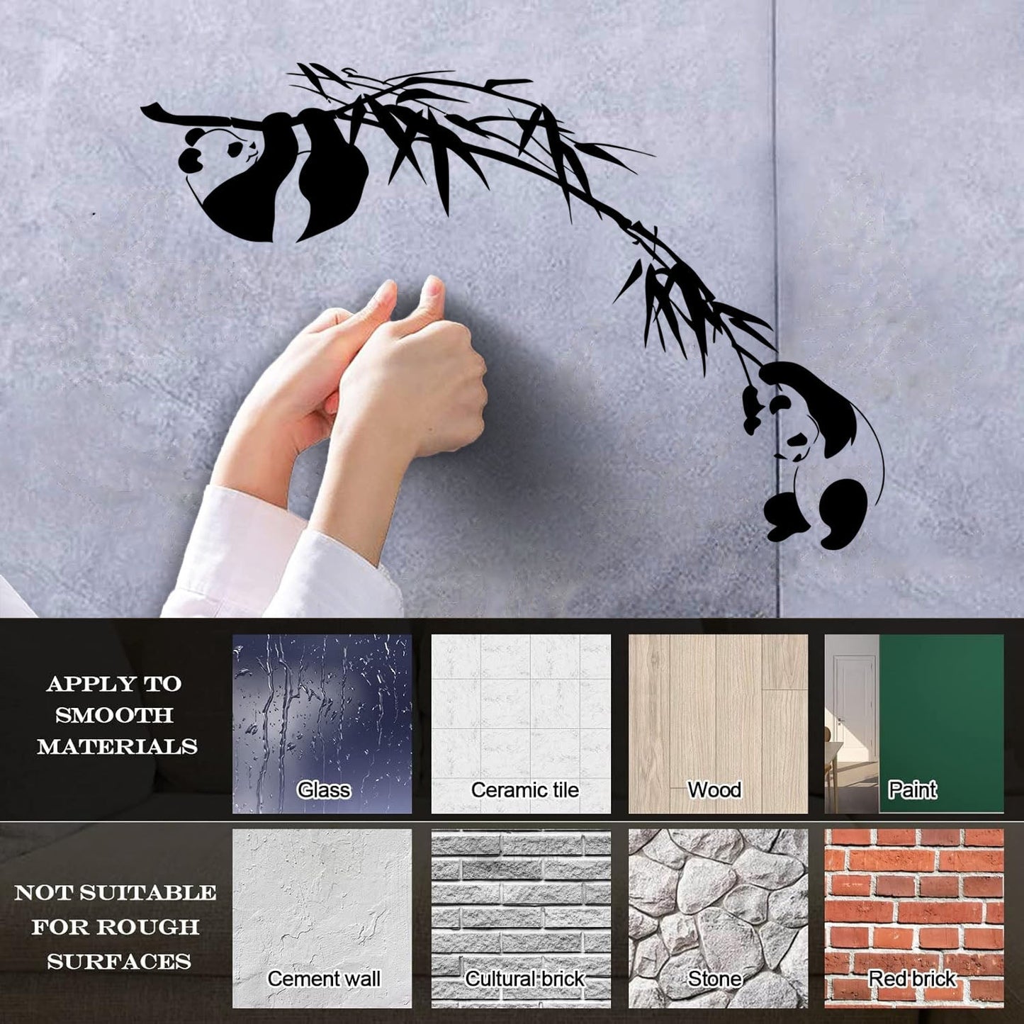 Vinyl Art Sticker Branch Bamboo Tree Panda Asian Animal Art Decoration