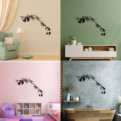 Vinyl Art Sticker Branch Bamboo Tree Panda Asian Animal Art Decoration