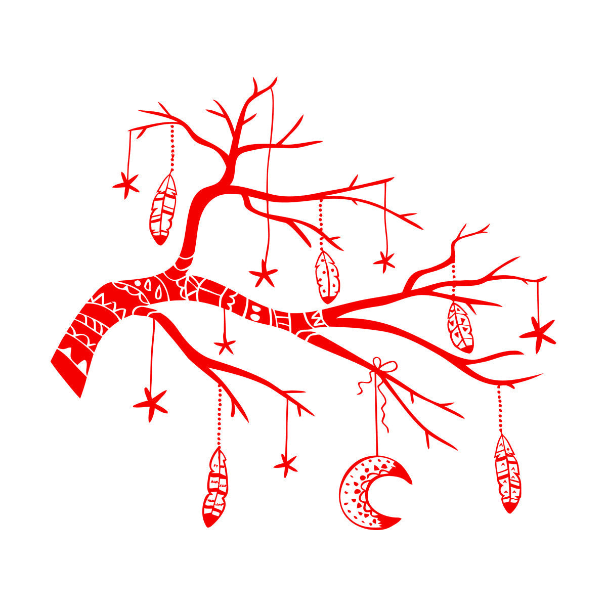 Vinyl Wall Stickers Branch Feathers Ation Tattoo Culture