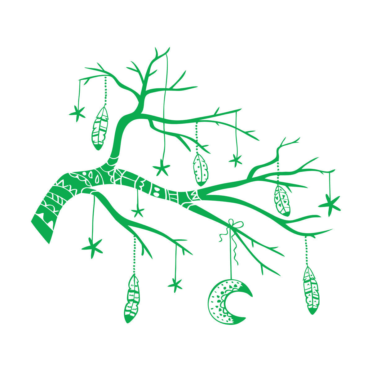 Vinyl Wall Stickers Branch Feathers Ation Tattoo Culture