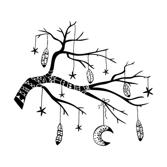 Vinyl Wall Stickers Branch Feathers Ation Tattoo Culture