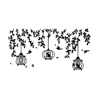 Mural And Wall Vinyl Decal Caged Birds Floral Tree Branch Free Fly Bedroom Multi Color Selection