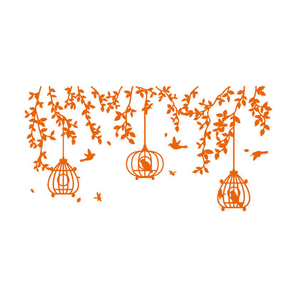 Mural And Wall Vinyl Decal Caged Birds Floral Tree Branch Free Fly Bedroom Multi Color Selection