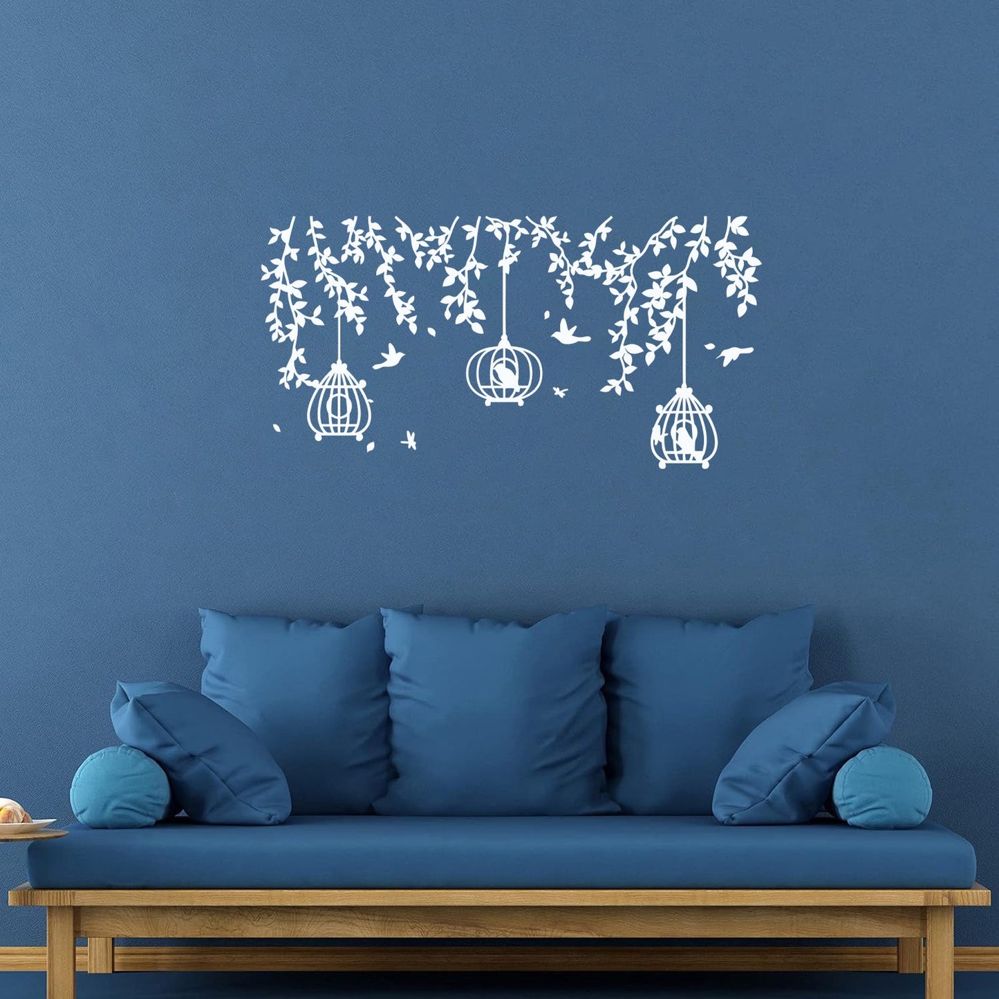 Mural And Wall Vinyl Decal Caged Birds Floral Tree Branch Free Fly Bedroom Multi Color Selection