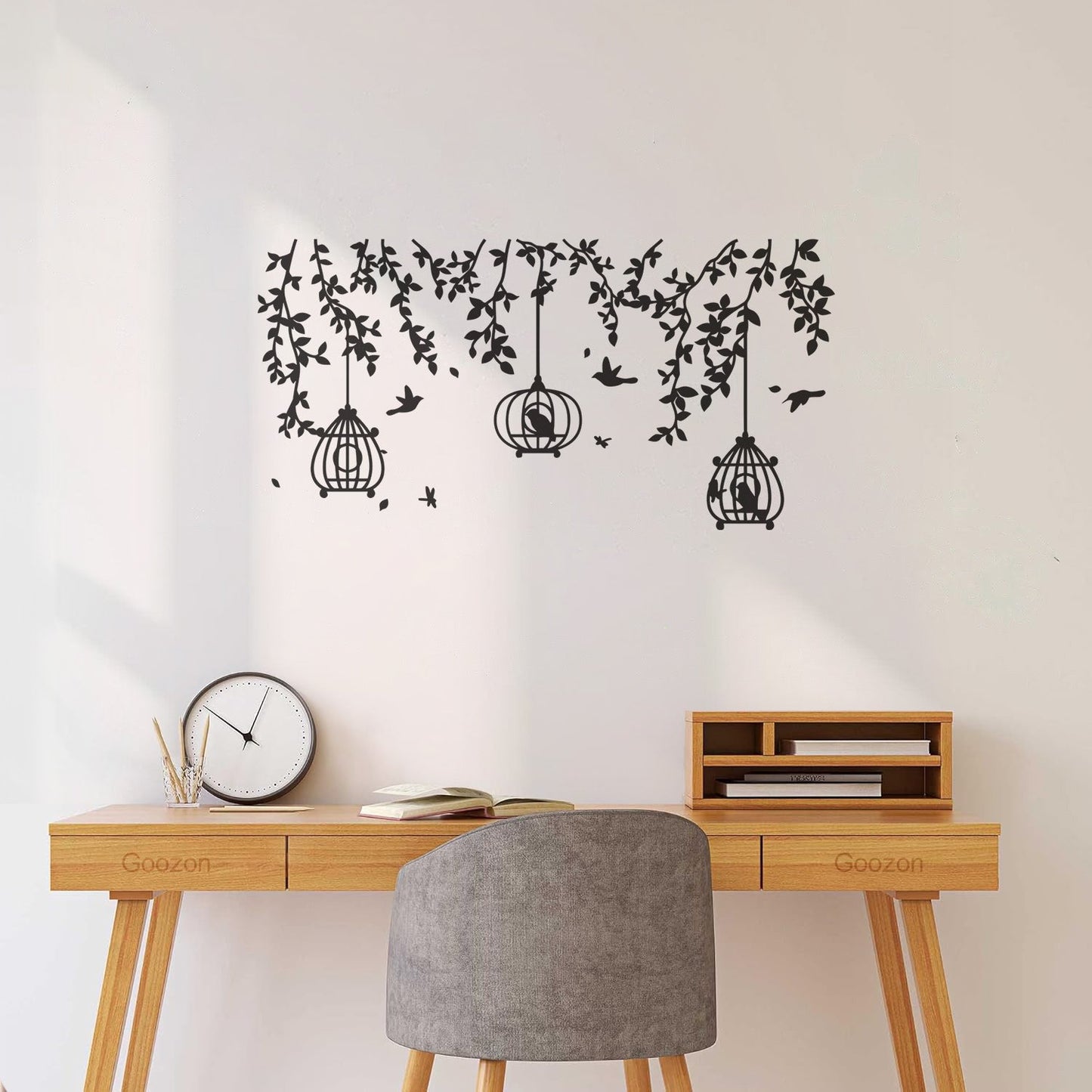 Mural And Wall Vinyl Decal Caged Birds Floral Tree Branch Free Fly Bedroom Multi Color Selection