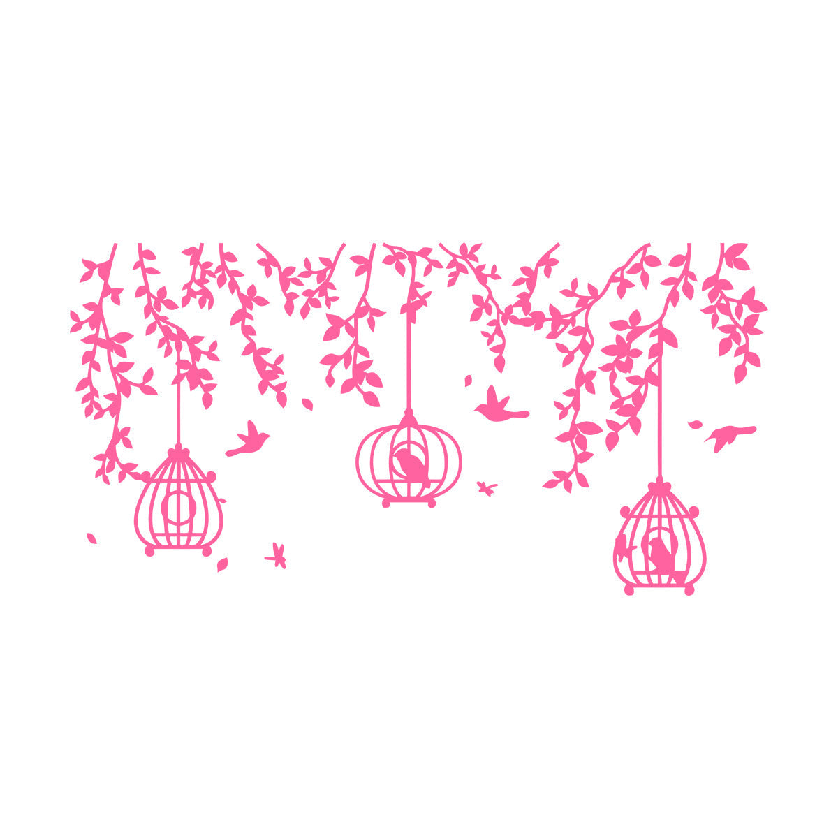 Mural And Wall Vinyl Decal Caged Birds Floral Tree Branch Free Fly Bedroom Multi Color Selection