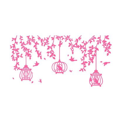 Mural And Wall Vinyl Decal Caged Birds Floral Tree Branch Free Fly Bedroom Multi Color Selection