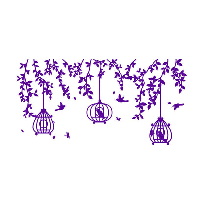 Mural And Wall Vinyl Decal Caged Birds Floral Tree Branch Free Fly Bedroom Multi Color Selection