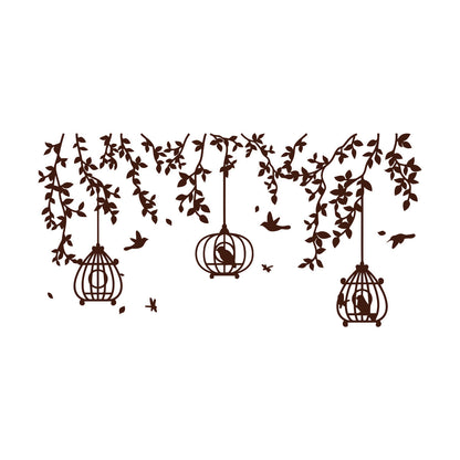 Mural And Wall Vinyl Decal Caged Birds Floral Tree Branch Free Fly Bedroom Multi Color Selection