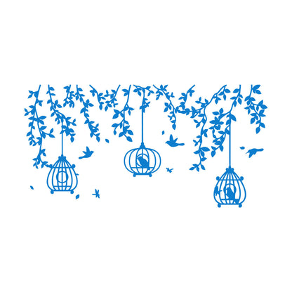 Mural And Wall Vinyl Decal Caged Birds Floral Tree Branch Free Fly Bedroom Multi Color Selection