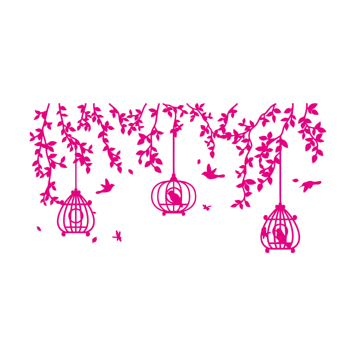 Mural And Wall Vinyl Decal Caged Birds Floral Tree Branch Free Fly Bedroom Multi Color Selection