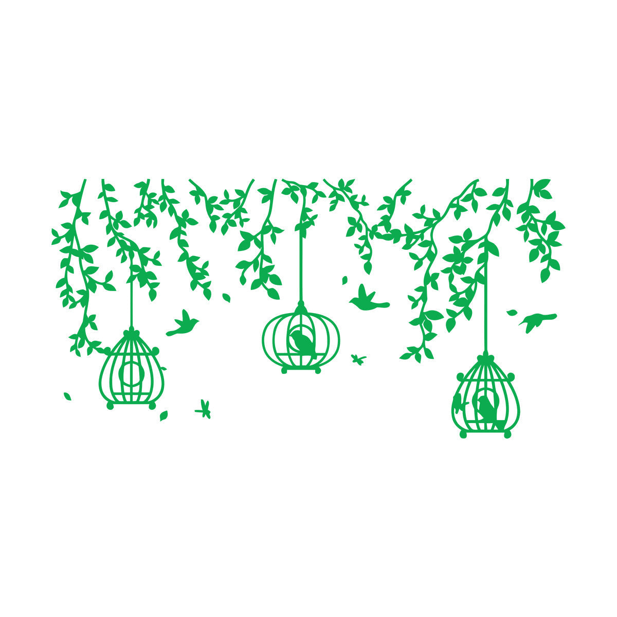 Mural And Wall Vinyl Decal Caged Birds Floral Tree Branch Free Fly Bedroom Multi Color Selection