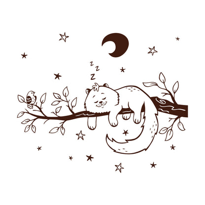 Engraving Stickers Cat Bird Tree Branch Night Stars Nursery Moon Personalized Customization