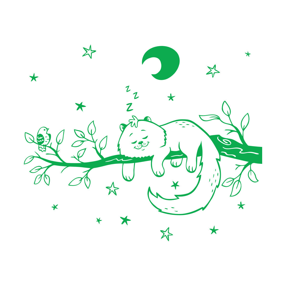 Engraving Stickers Cat Bird Tree Branch Night Stars Nursery Moon Personalized Customization