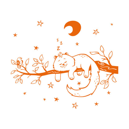 Engraving Stickers Cat Bird Tree Branch Night Stars Nursery Moon Personalized Customization