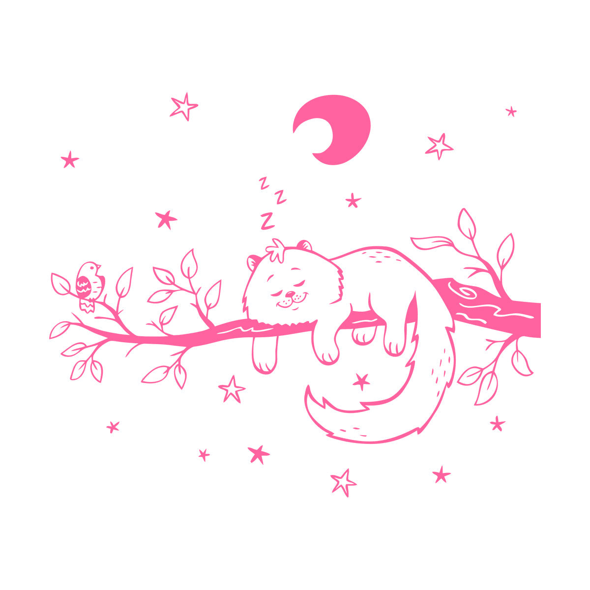 Engraving Stickers Cat Bird Tree Branch Night Stars Nursery Moon Personalized Customization