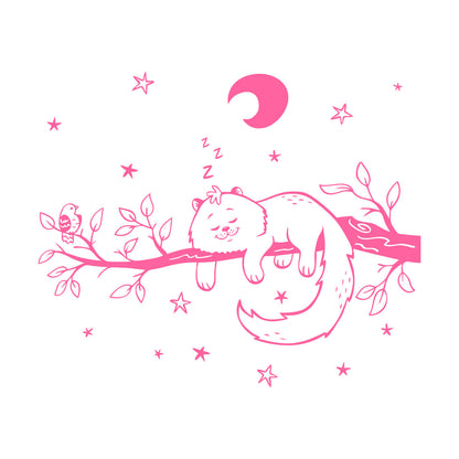 Engraving Stickers Cat Bird Tree Branch Night Stars Nursery Moon Personalized Customization