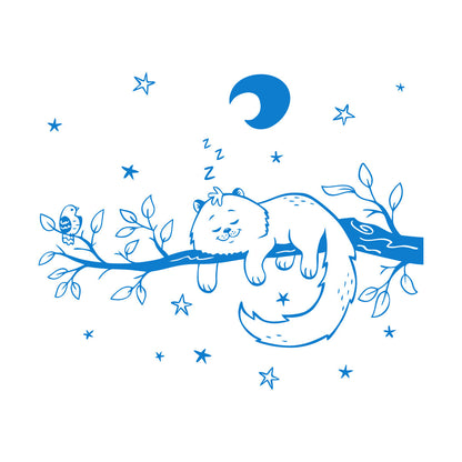Engraving Stickers Cat Bird Tree Branch Night Stars Nursery Moon Personalized Customization