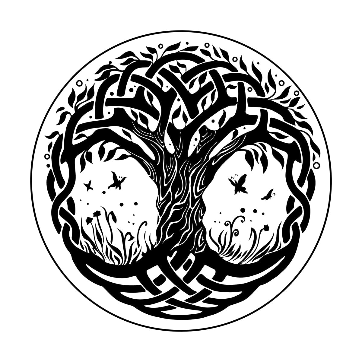 Wall Decals Pvc Celtic Tree Symbols Branches Leaves Roots Art Decoration