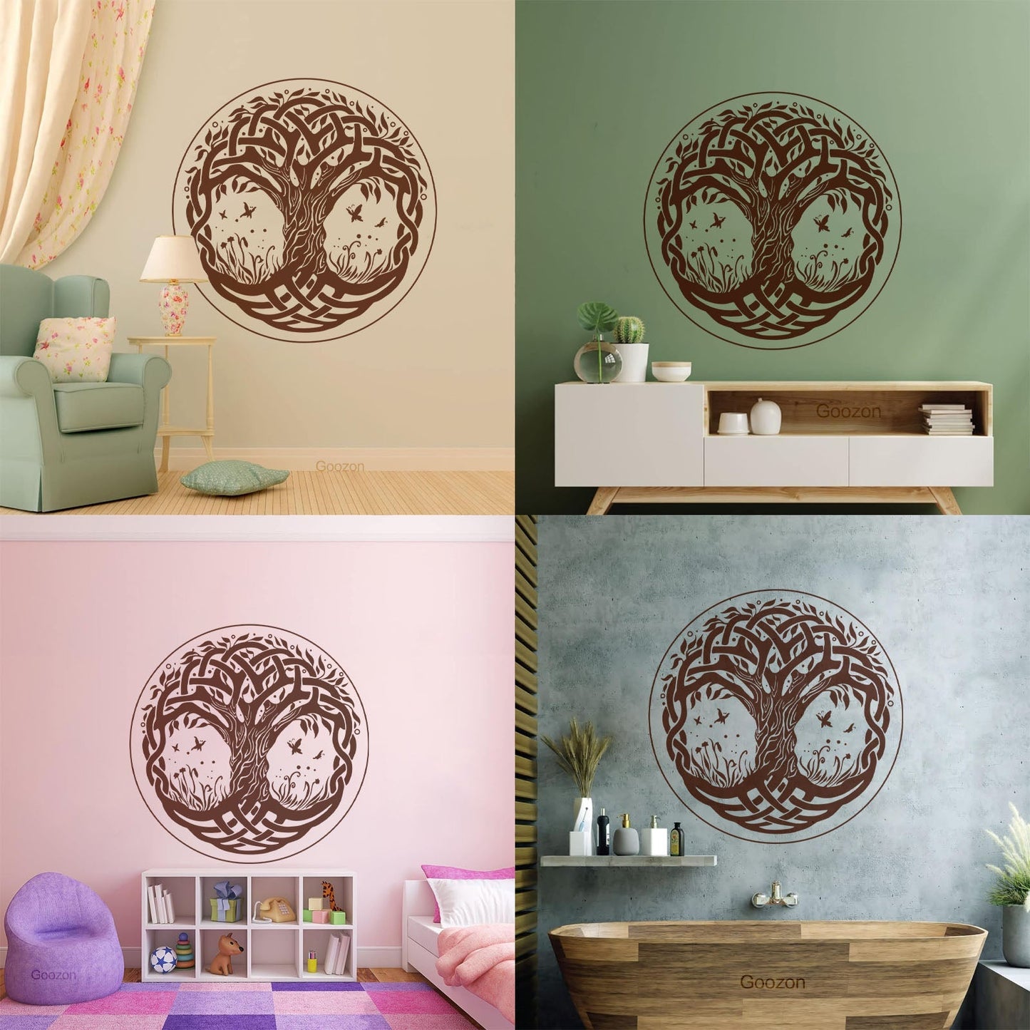 Wall Decals Pvc Celtic Tree Symbols Branches Leaves Roots Art Decoration