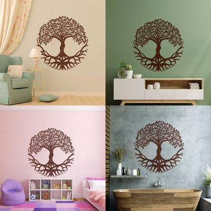 Wall Decals Circle Tree Of Life Symbol Roots Branches Glass Stickers