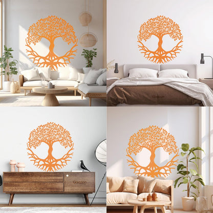 Wall Decals Circle Tree Of Life Symbol Roots Branches Glass Stickers