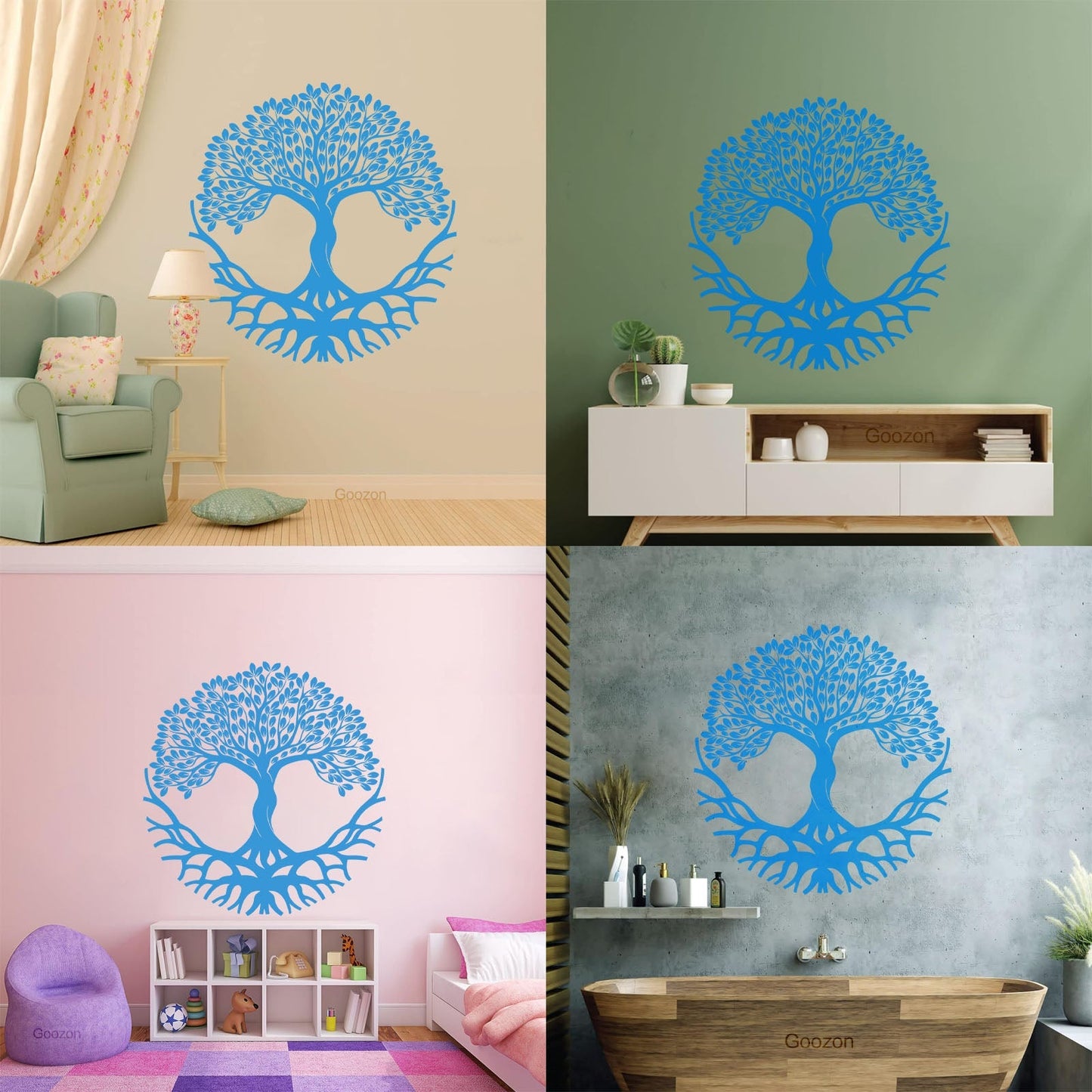 Wall Decals Circle Tree Of Life Symbol Roots Branches Glass Stickers