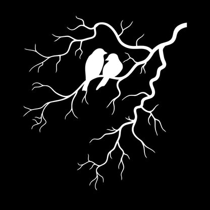 Engraving Decals Couple Birds Tree Branch Romance Tattoo Culture