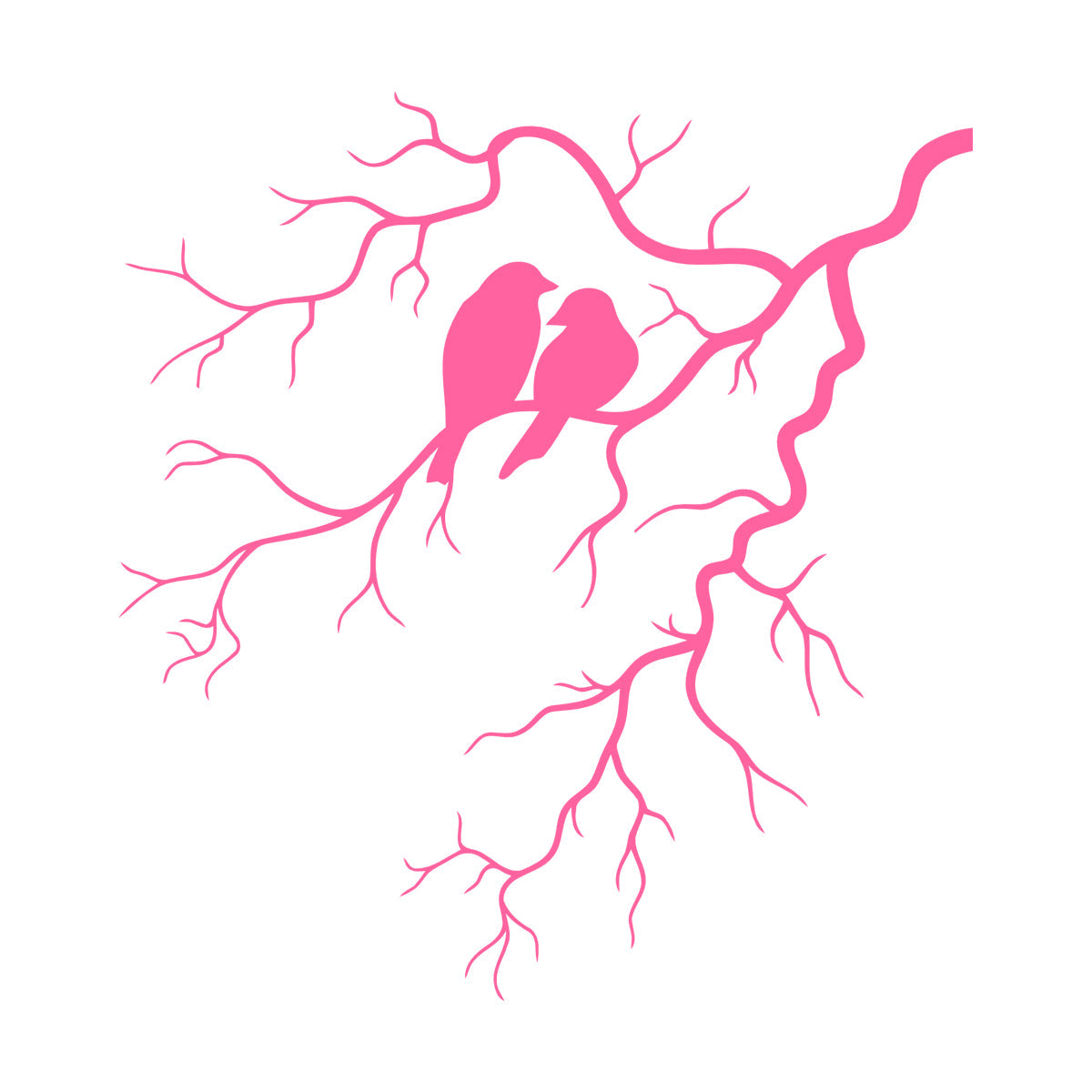 Engraving Decals Couple Birds Tree Branch Romance Tattoo Culture