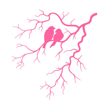 Engraving Decals Couple Birds Tree Branch Romance Tattoo Culture