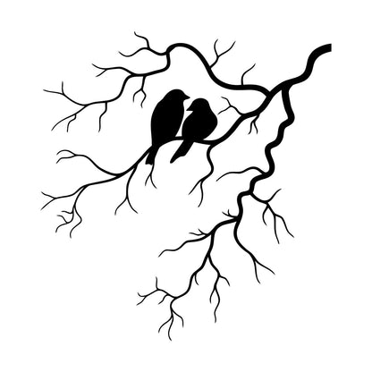 Engraving Decals Couple Birds Tree Branch Romance Tattoo Culture