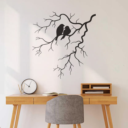 Engraving Decals Couple Birds Tree Branch Romance Tattoo Culture