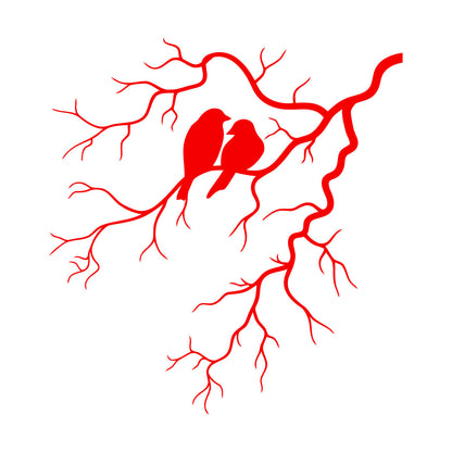 Engraving Decals Couple Birds Tree Branch Romance Tattoo Culture