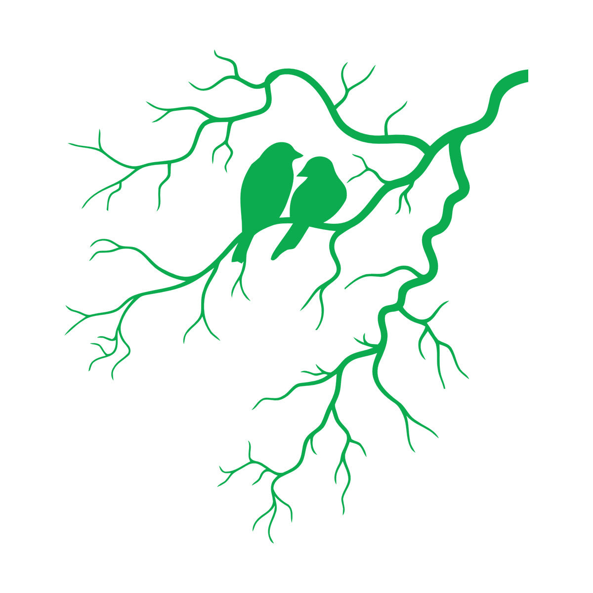 Engraving Decals Couple Birds Tree Branch Romance Tattoo Culture