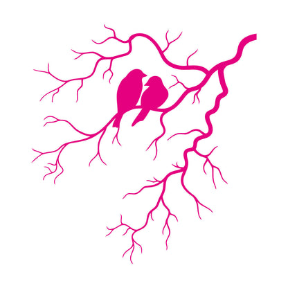 Engraving Decals Couple Birds Tree Branch Romance Tattoo Culture