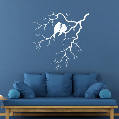 Engraving Decals Couple Birds Tree Branch Romance Tattoo Culture