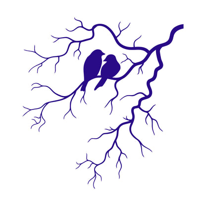 Engraving Decals Couple Birds Tree Branch Romance Tattoo Culture