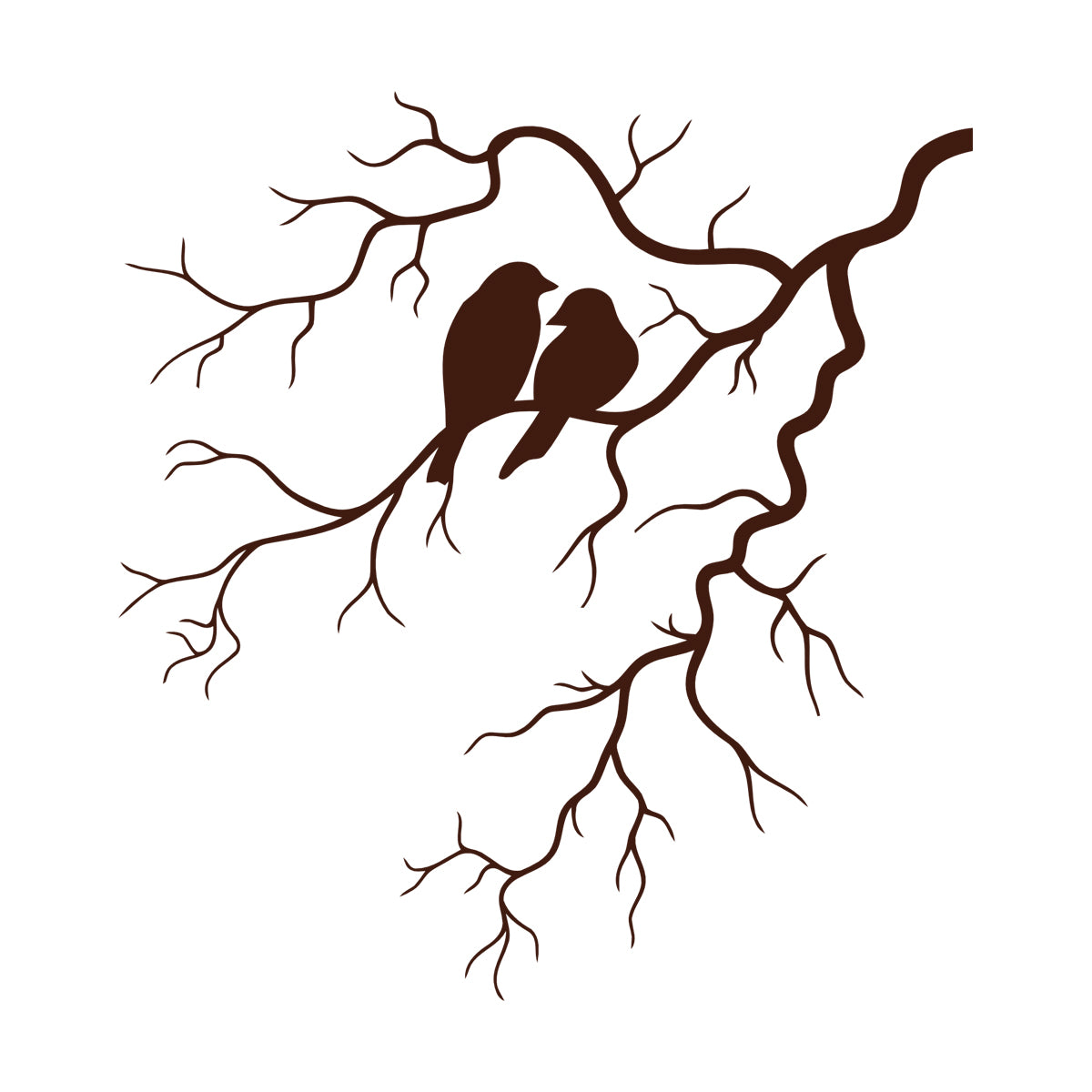 Engraving Decals Couple Birds Tree Branch Romance Tattoo Culture