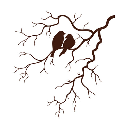 Engraving Decals Couple Birds Tree Branch Romance Tattoo Culture