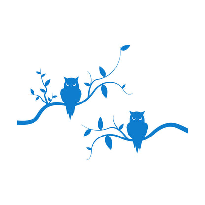 Mural And Wall Vinyl Decal Couple Owls On Branch Good Night Kids Bedroom Removable Without Leaving Glue