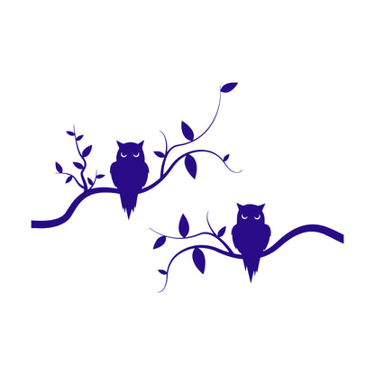 Mural And Wall Vinyl Decal Couple Owls On Branch Good Night Kids Bedroom Removable Without Leaving Glue
