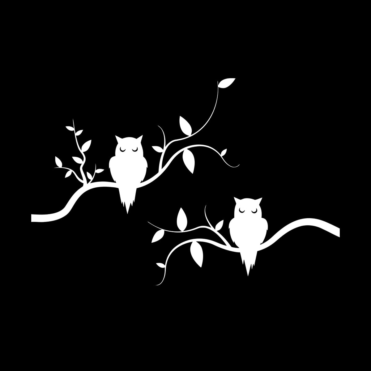 Mural And Wall Vinyl Decal Couple Owls On Branch Good Night Kids Bedroom Removable Without Leaving Glue