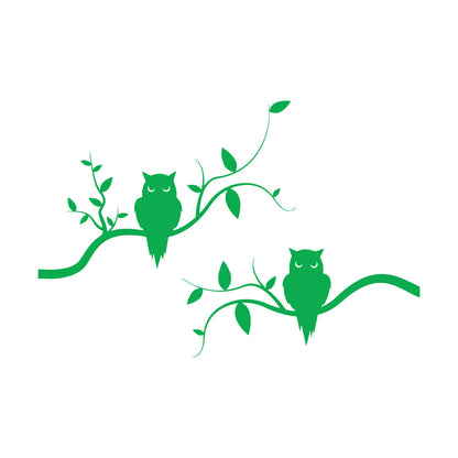 Mural And Wall Vinyl Decal Couple Owls On Branch Good Night Kids Bedroom Removable Without Leaving Glue