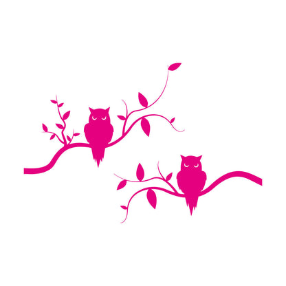 Mural And Wall Vinyl Decal Couple Owls On Branch Good Night Kids Bedroom Removable Without Leaving Glue