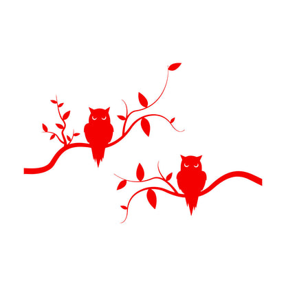 Mural And Wall Vinyl Decal Couple Owls On Branch Good Night Kids Bedroom Removable Without Leaving Glue