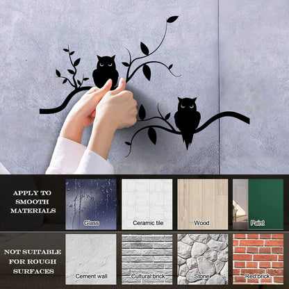 Mural And Wall Vinyl Decal Couple Owls On Branch Good Night Kids Bedroom Removable Without Leaving Glue