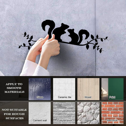Wall Stickers Paster Paper Couple Squirrels Funny Animals Tree Branch Self Adhesive