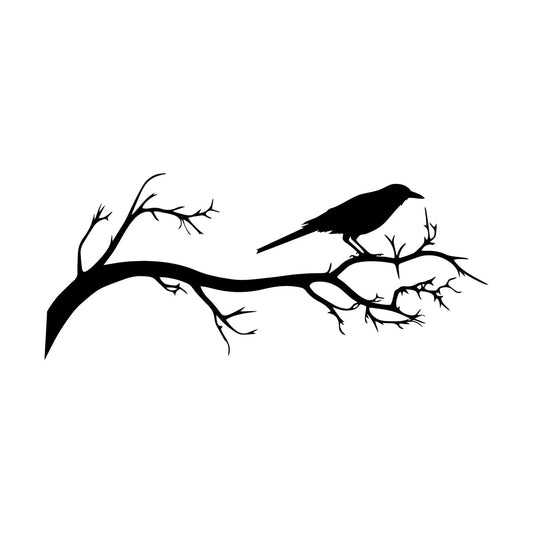 Wall Vinyl Sticker Decor Crow On Branch Silhouette Raven Do Not Damage The Wall Surface