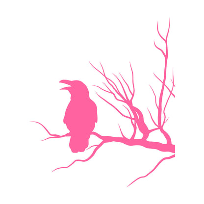 Fine Carving Stickers Crow Silhouette Raven On Tree Branch Multi Color Selection